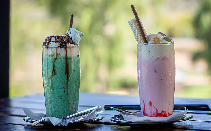 Gourmet milkshakes at Wilgewandel Restaurant